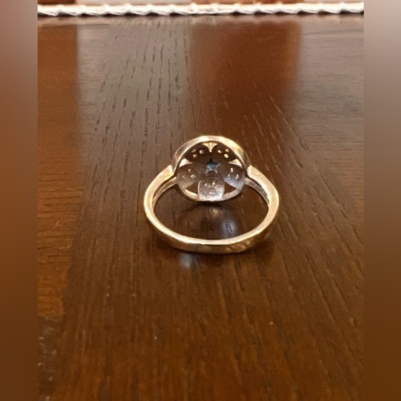 Blue crystal floral ring art deco style - Picture 2 of 2